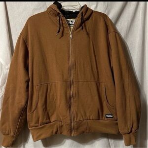 Walls Work Wear Coat Men’s XL Canvas Hooded Jacket Fleece Lined Chore Barn Brown